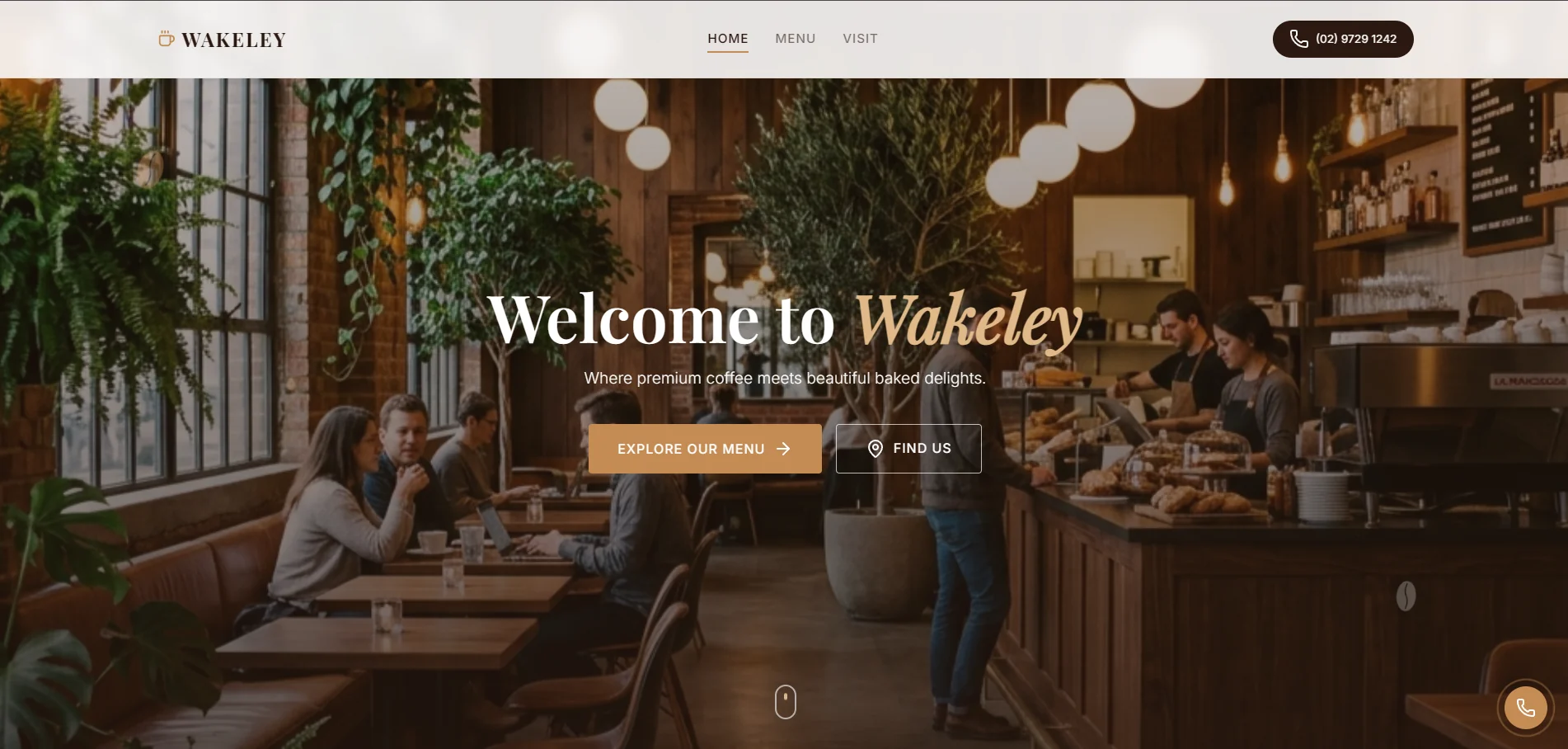 Wakeley Cafe hospitality website