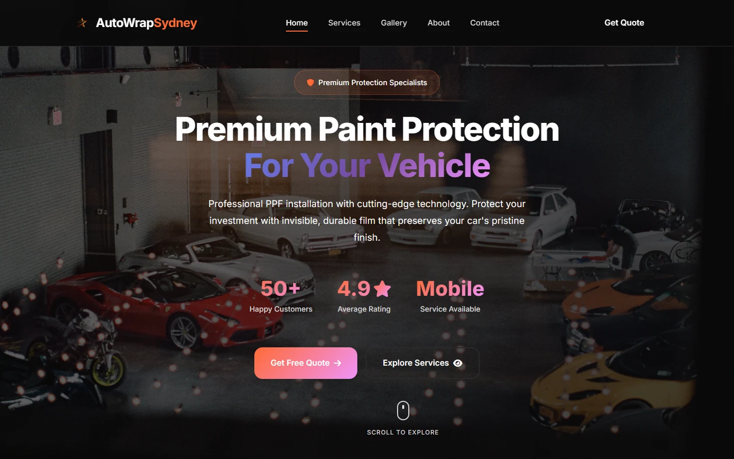 AutoWrap Sydney live website on desktop