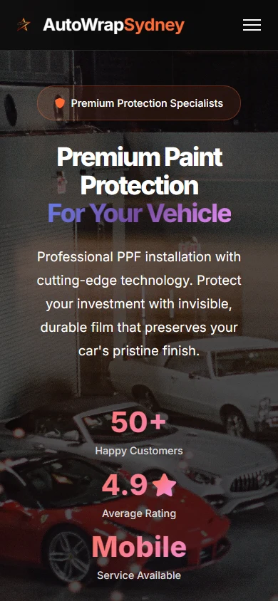 AutoWrap Sydney live website on mobile
