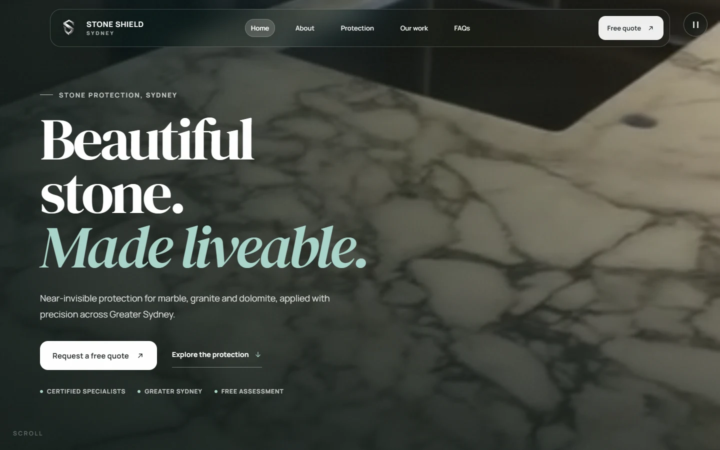 Stone Shield Sydney live website on desktop